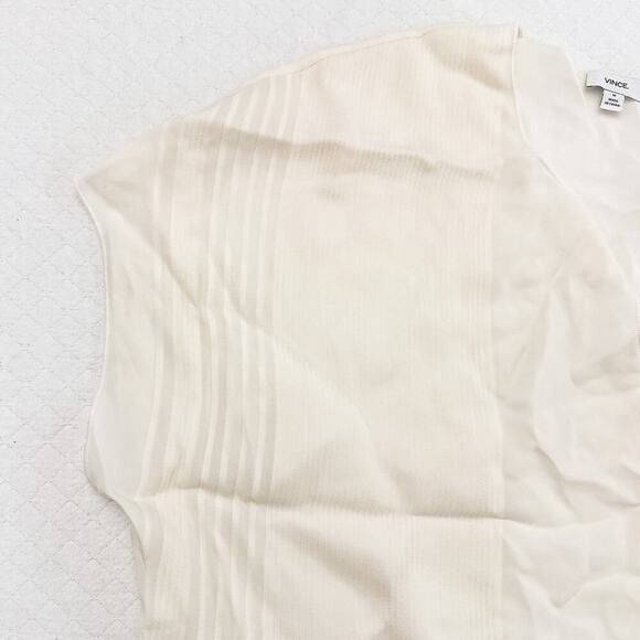 Vince Cream Delicate Embroidered Top See Through Weave Size M - Picture 2 of 5